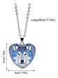 Collar Dije Cristal Corazón Galaxia Lobo Color Plata Mujer - Miniatura 3