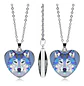 Collar Dije Cristal Corazón Galaxia Lobo Color Plata Mujer - Miniatura 4