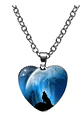 Collar Dije Cristal Corazón Galaxia Lobo Color Plata Mujer - Miniatura 11