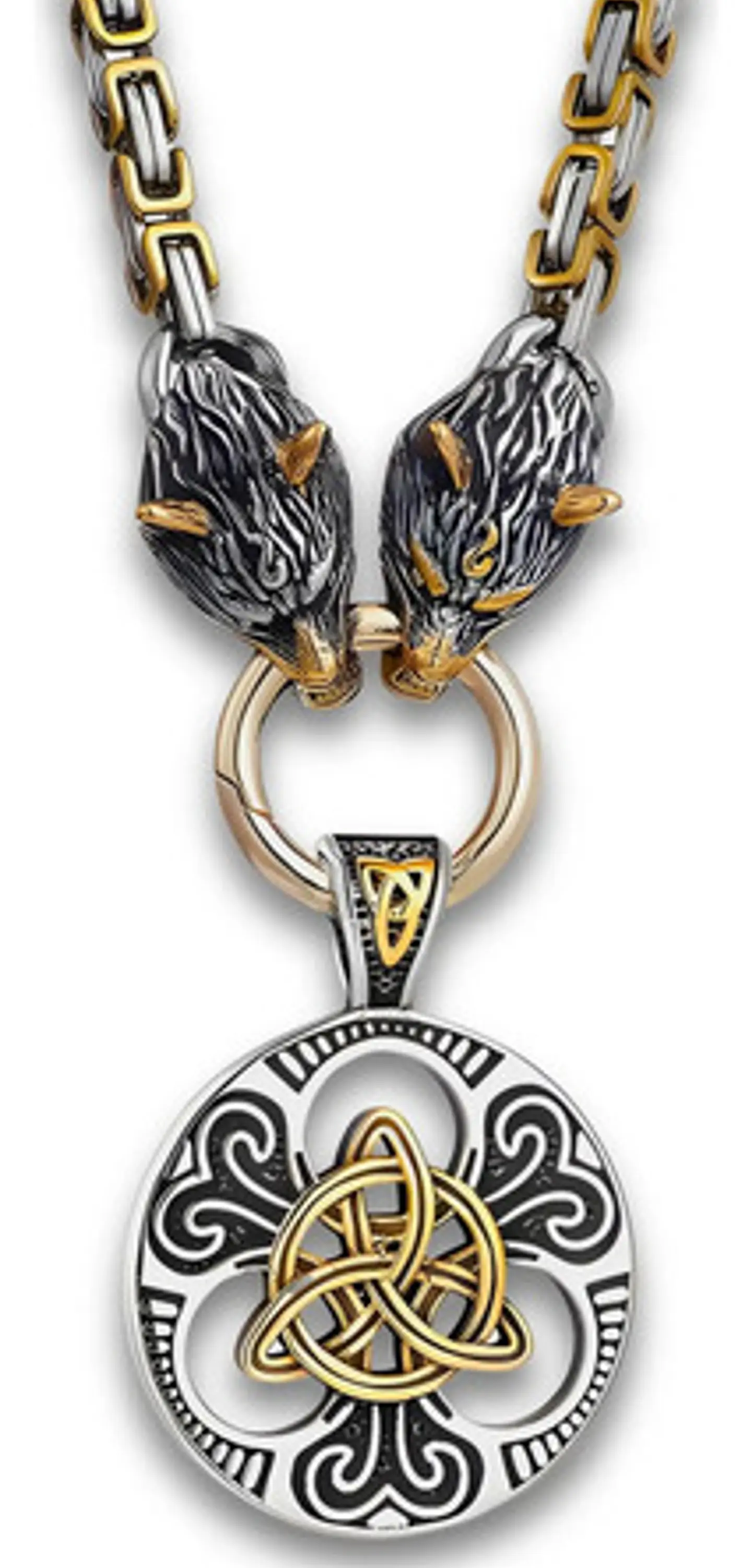 Collar Martillo Thor Mjolnir Lobo Acero Inoxidable Hombre 1