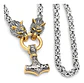 Collar Martillo Thor Mjolnir Lobo Acero Inoxidable Hombre - Miniatura 5