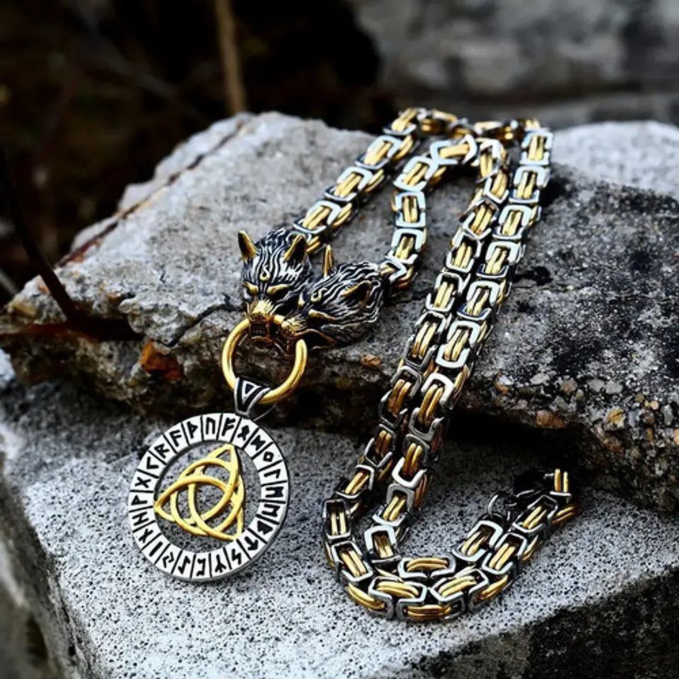 Collar Martillo Thor Mjolnir Lobo Acero Inoxidable Hombre 10