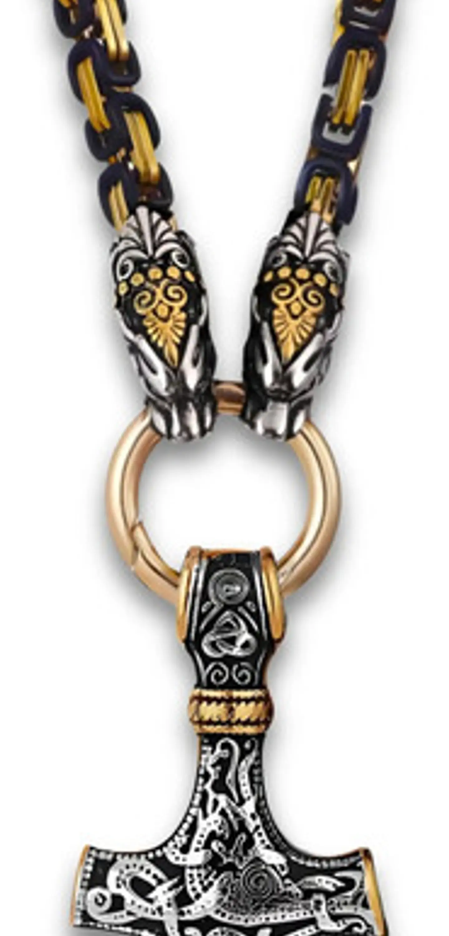 Collar Martillo Thor Mjolnir Lobo Acero Inoxidable Hombre 16
