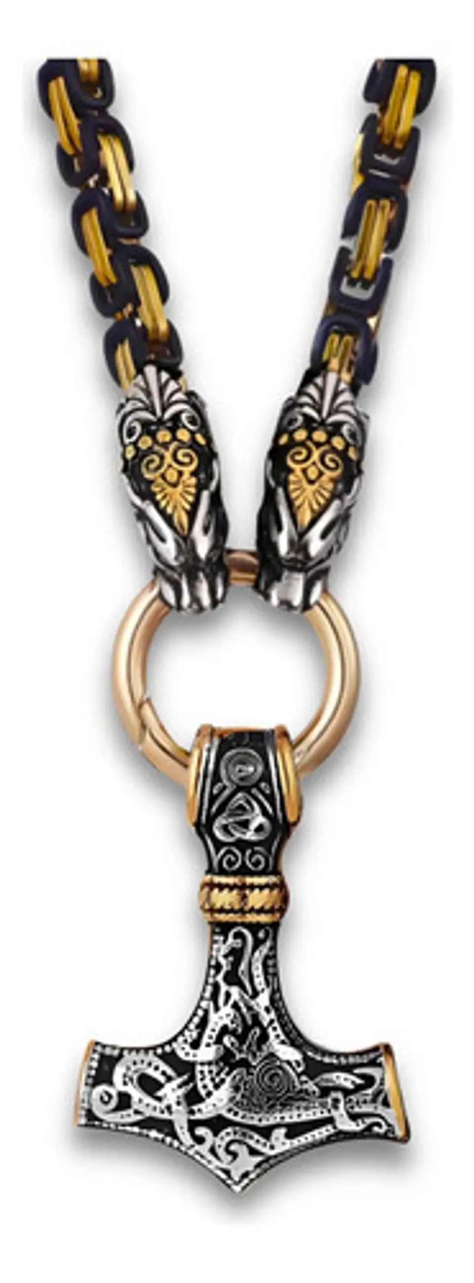 Collar Martillo Thor Mjolnir Lobo Acero Inoxidable Hombre 16