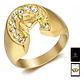 Anillo Para Hombre Color Oro De Acero Caballo Piedras Cz - Miniatura 1