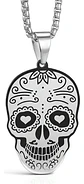 Collar Para Hombre Mujer Con Dije Cráneo Catrina Color Plata - Miniatura 1