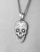Collar Para Hombre Mujer Con Dije Cráneo Catrina Color Plata - Miniatura 2