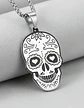 Collar Para Hombre Mujer Con Dije Cráneo Catrina Color Plata - Miniatura 3
