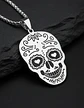 Collar Para Hombre Mujer Con Dije Cráneo Catrina Color Plata - Miniatura 6