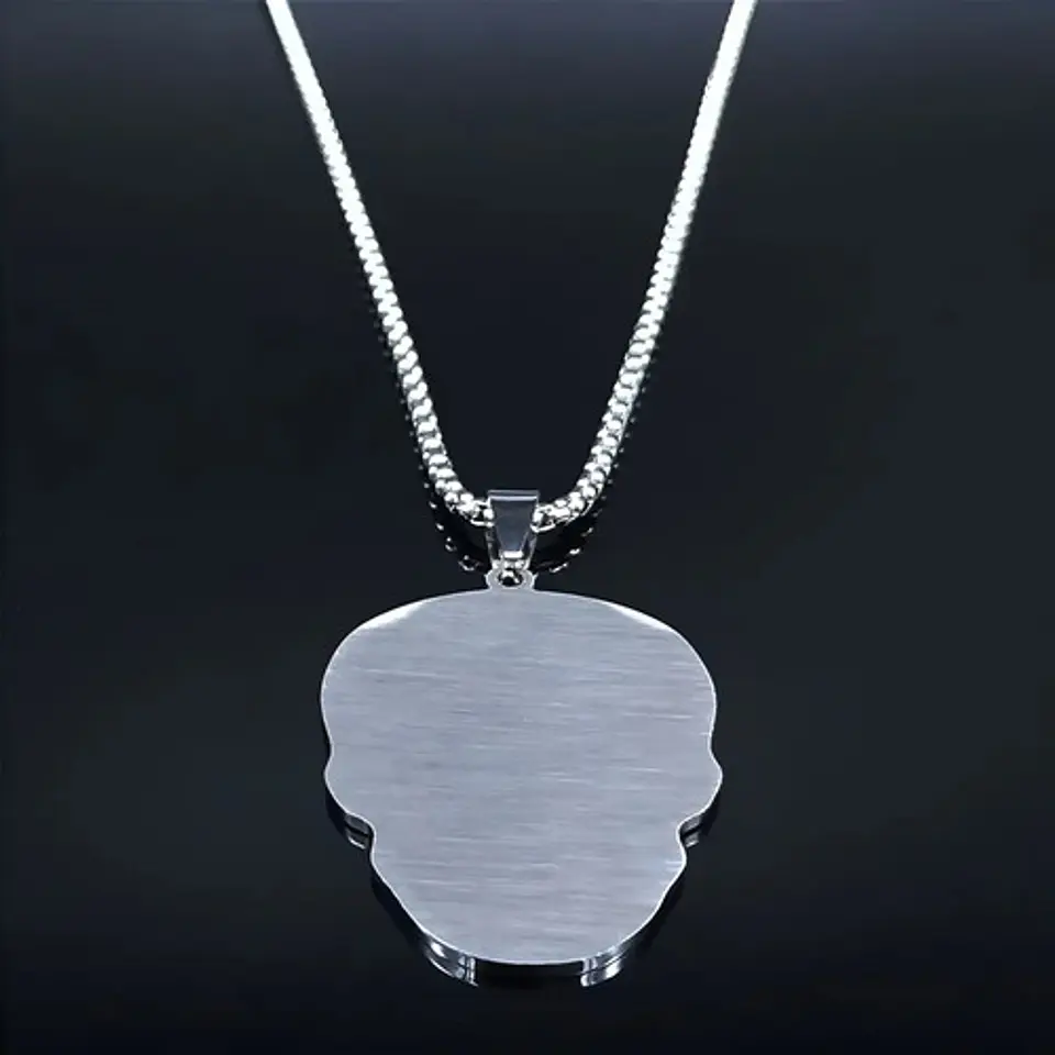Collar Para Hombre Mujer Con Dije Cráneo Catrina Color Plata 8