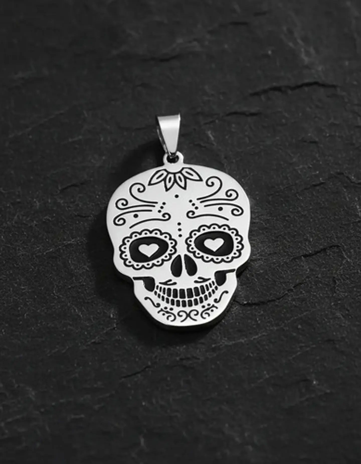 Collar Para Hombre Mujer Con Dije Cráneo Catrina Color Plata 11