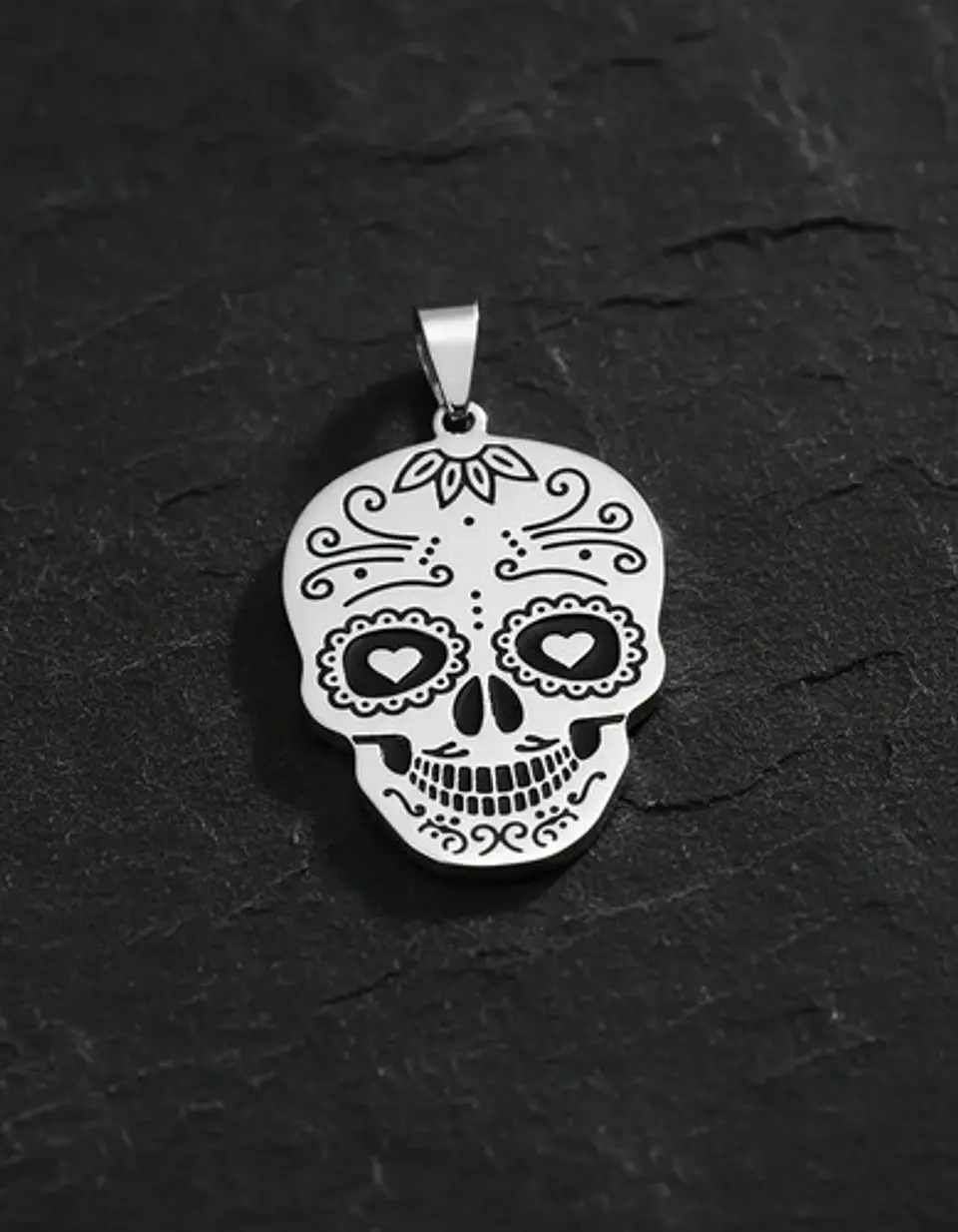 Collar Para Hombre Mujer Con Dije Cráneo Catrina Color Plata 11