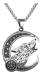 Collar Acero Inoxidable Color Plata Lobo Luna Vikingo Hombre - Miniatura 1