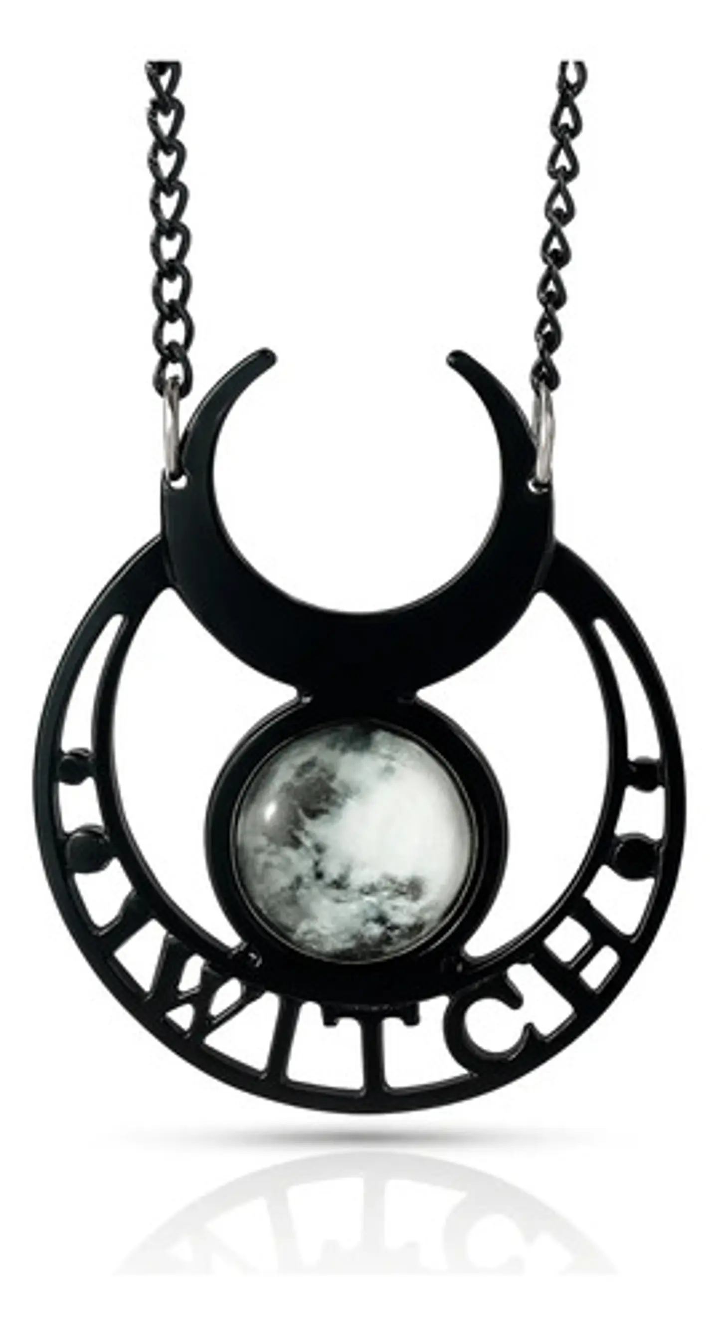 Collar Acero Inoxidable Color Plata Luna Llena Wicca Mujer 1