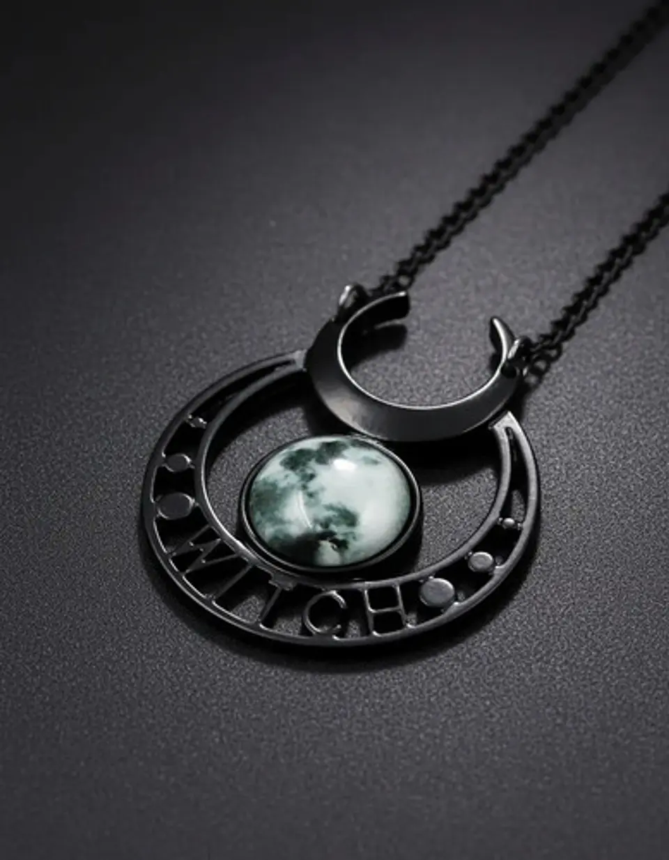 Collar Acero Inoxidable Color Plata Luna Llena Wicca Mujer 3