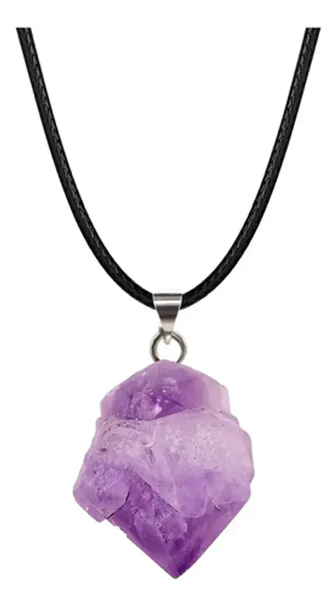 Collar Piedra Natural Cristal Amatista Chakra Hombre Y Mujer