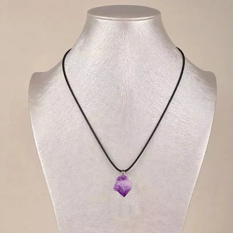 Collar Piedra Natural Cristal Amatista Chakra Hombre Y Mujer