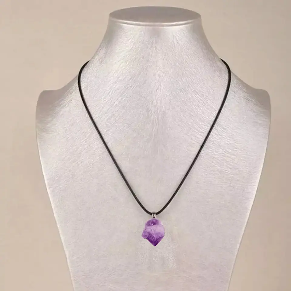 Collar Piedra Natural Cristal Amatista Chakra Hombre Y Mujer 2