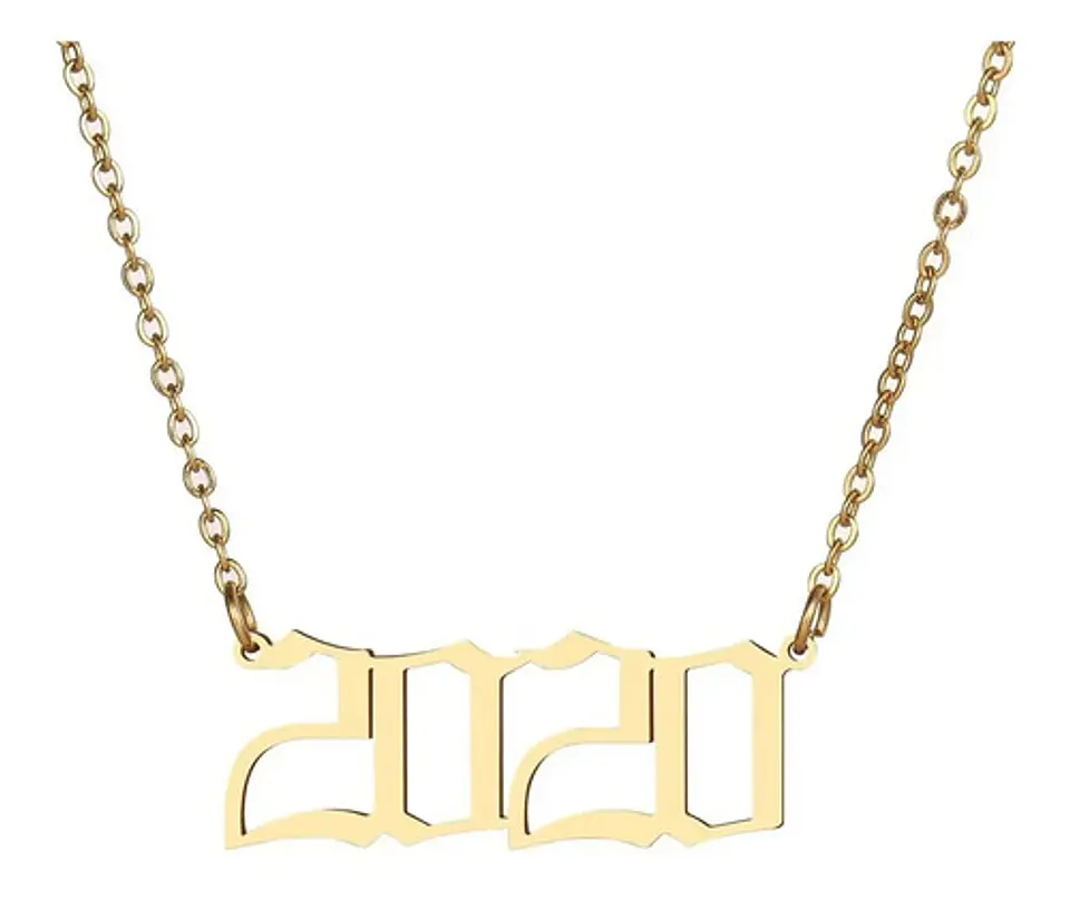 Collar Dije Color Oro Año De Nacimiento Evento Mujer Hombre 1