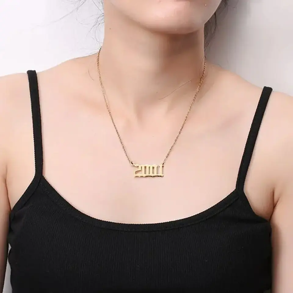 Collar Dije Color Oro Año De Nacimiento Evento Mujer Hombre 3