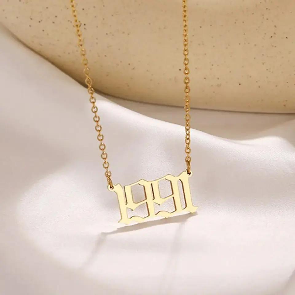 Collar Dije Color Oro Año De Nacimiento Evento Mujer Hombre 4