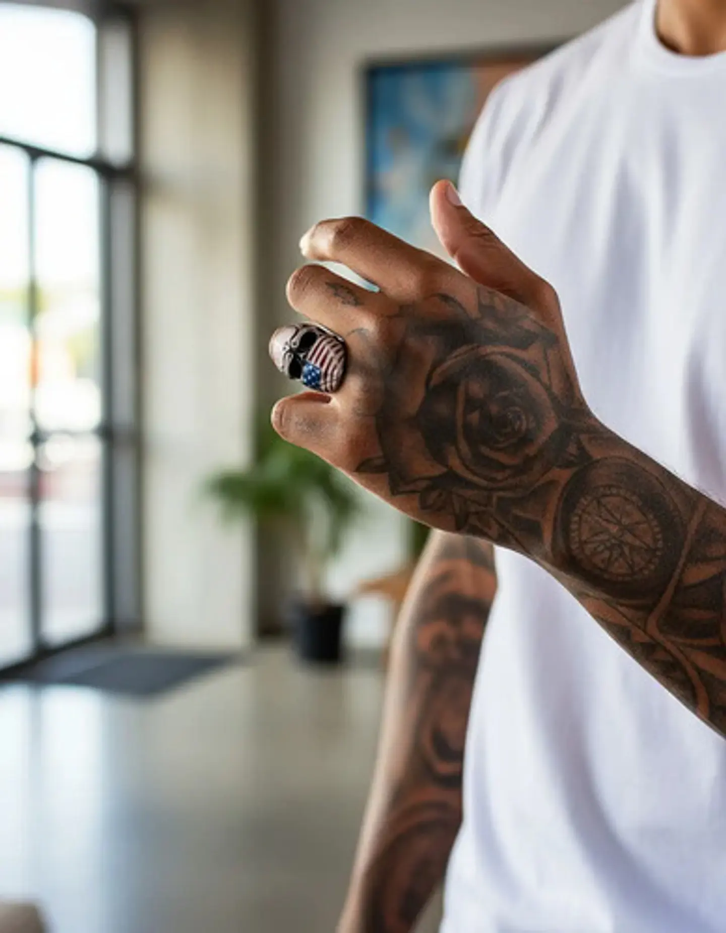 Anillo Color Plata Biker Mascara Acero Inoxidable Hombre 2