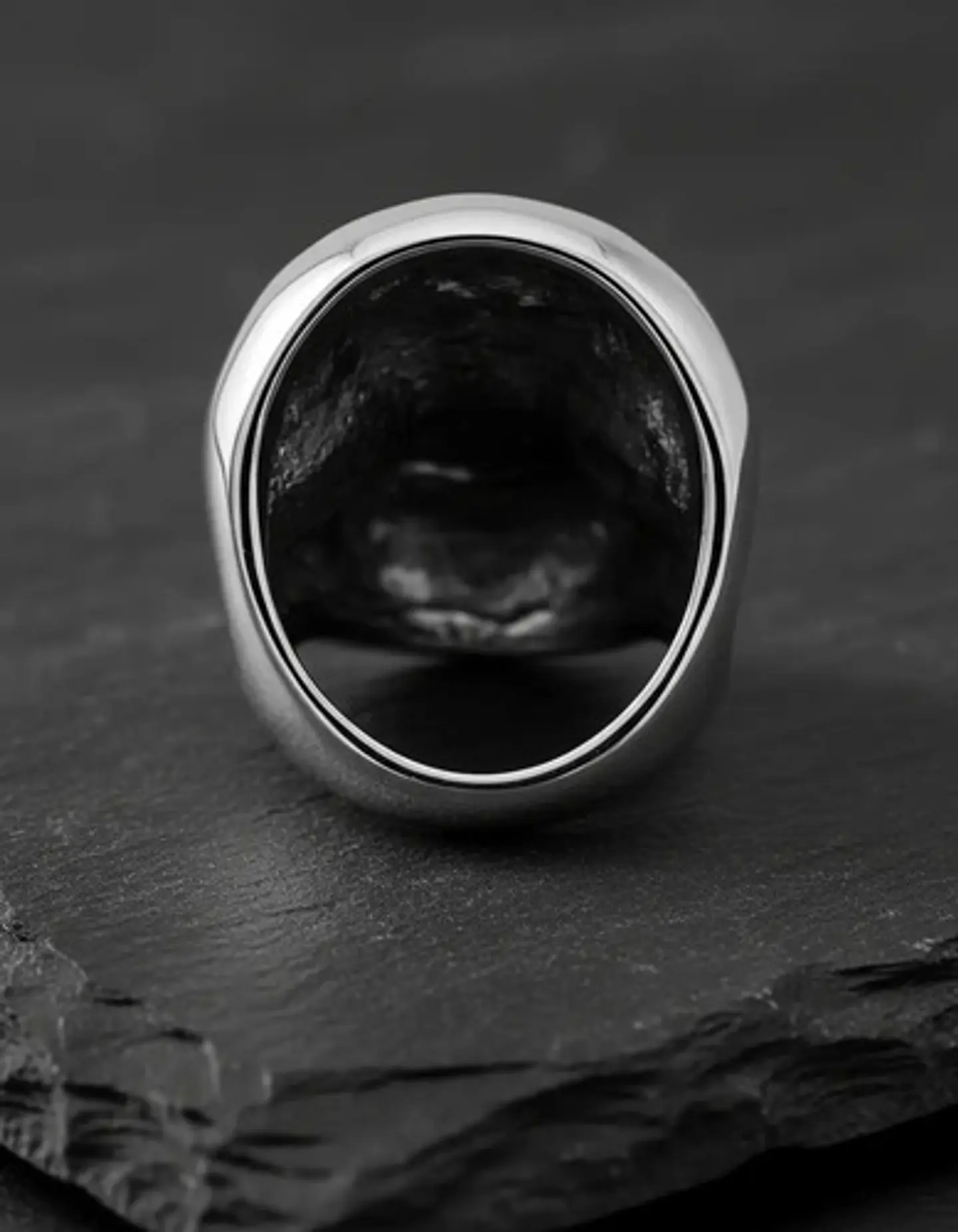 Anillo Color Plata Biker Mascara Acero Inoxidable Hombre 8