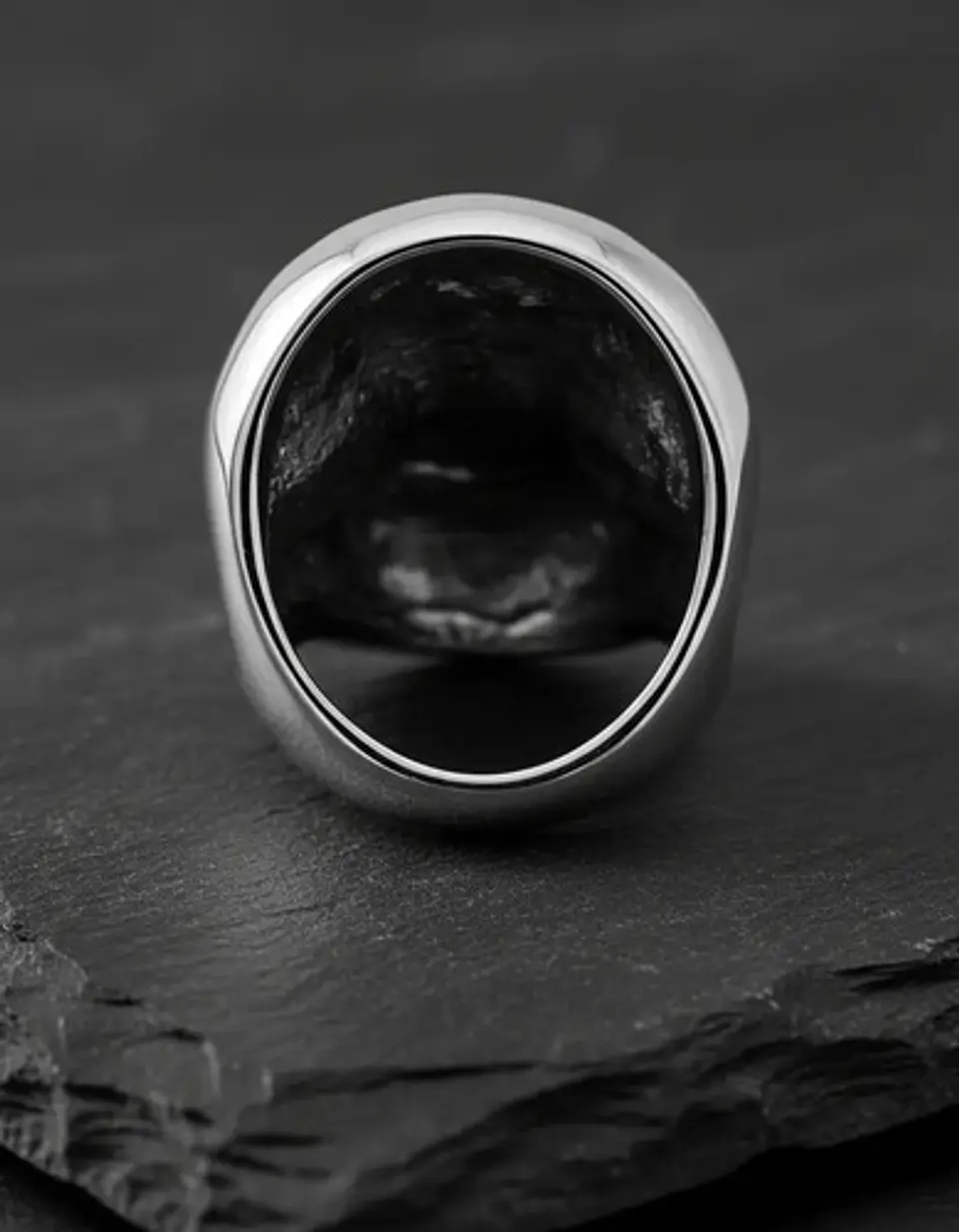 Anillo Color Plata Biker Mascara Acero Inoxidable Hombre 8