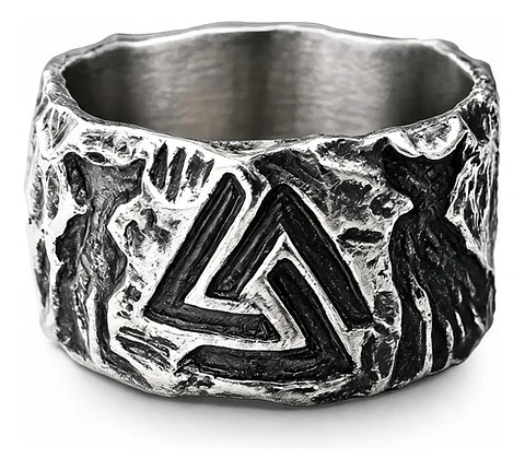 Anillo Color Plata Lobo Vikingo Acero Inoxidable Para Hombre