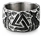 Anillo Color Plata Lobo Vikingo Acero Inoxidable Para Hombre - Miniatura 1
