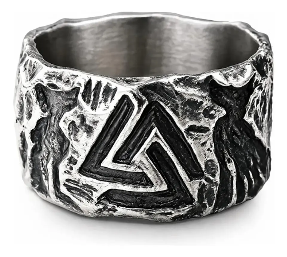 Anillo Color Plata Lobo Vikingo Acero Inoxidable Para Hombre 1