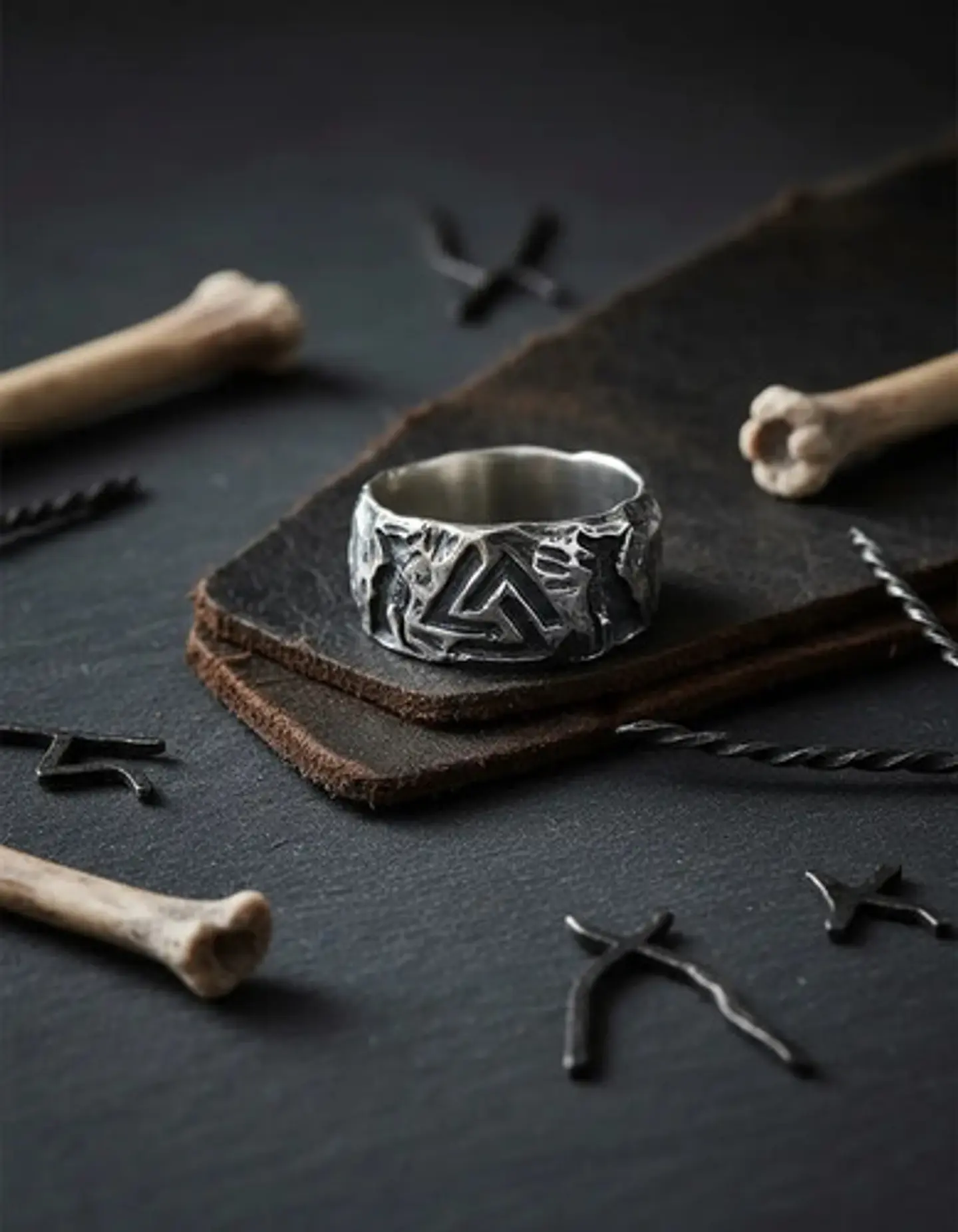 Anillo Color Plata Lobo Vikingo Acero Inoxidable Para Hombre 6