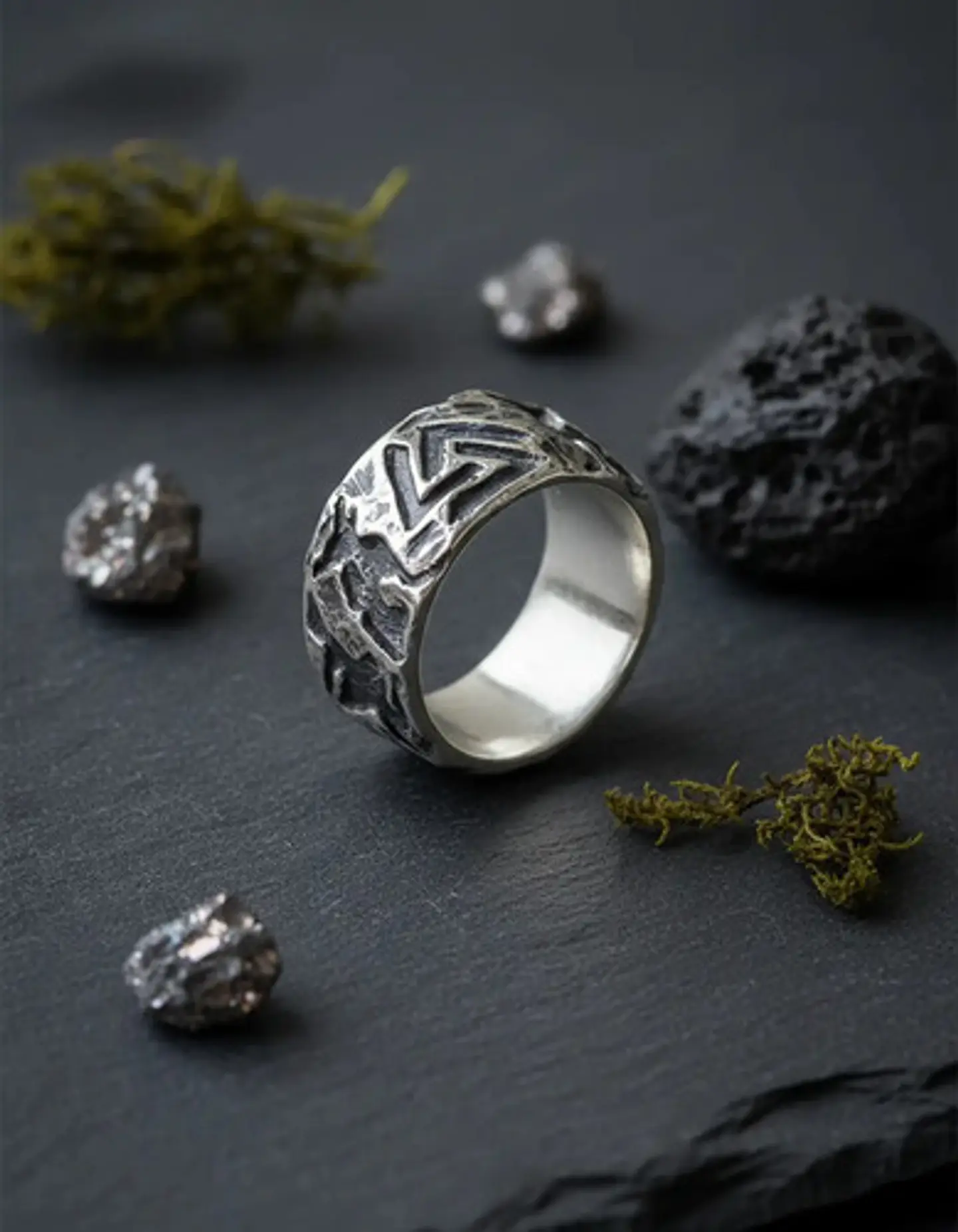 Anillo Color Plata Lobo Vikingo Acero Inoxidable Para Hombre 7