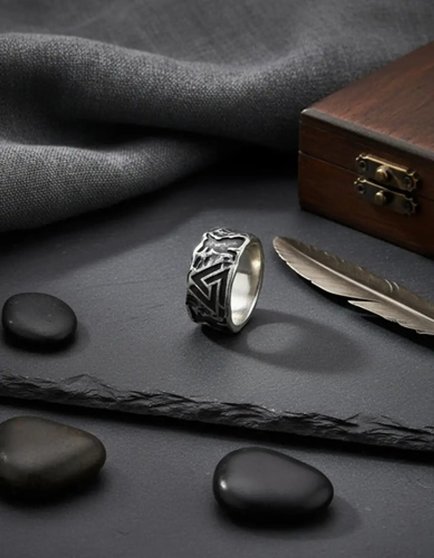 Anillo Color Plata Lobo Vikingo Acero Inoxidable Para Hombre 8