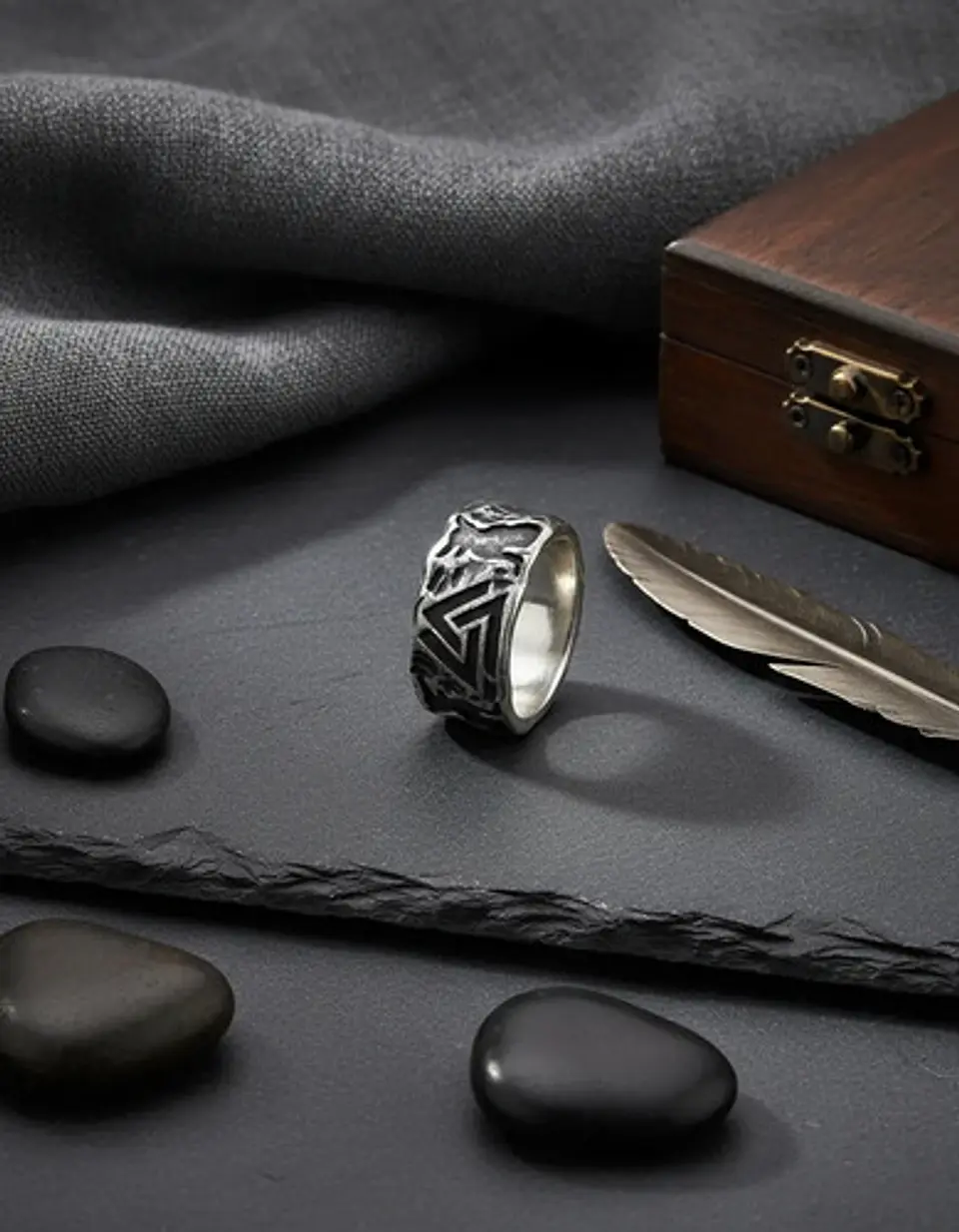Anillo Color Plata Lobo Vikingo Acero Inoxidable Para Hombre 8