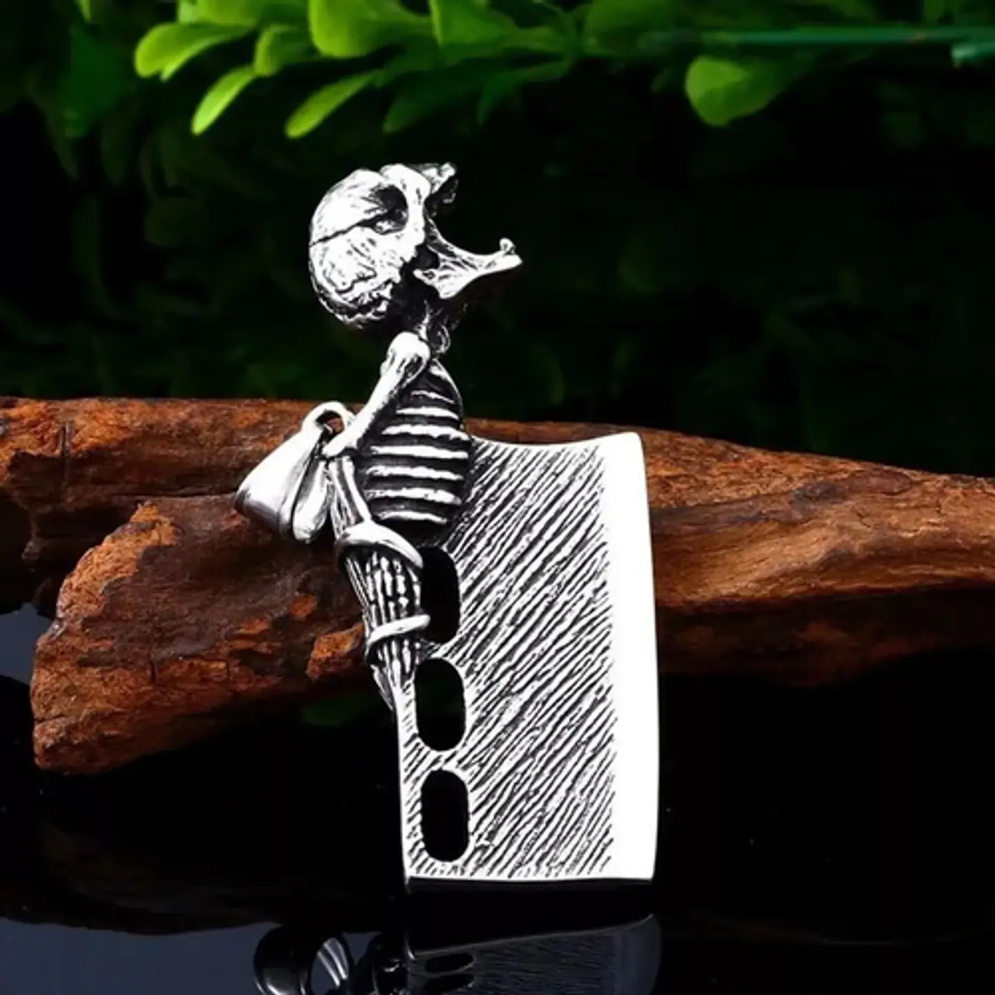Collar Cuchillo Cráneo Acero Inoxidable Color Plata Hombre 5