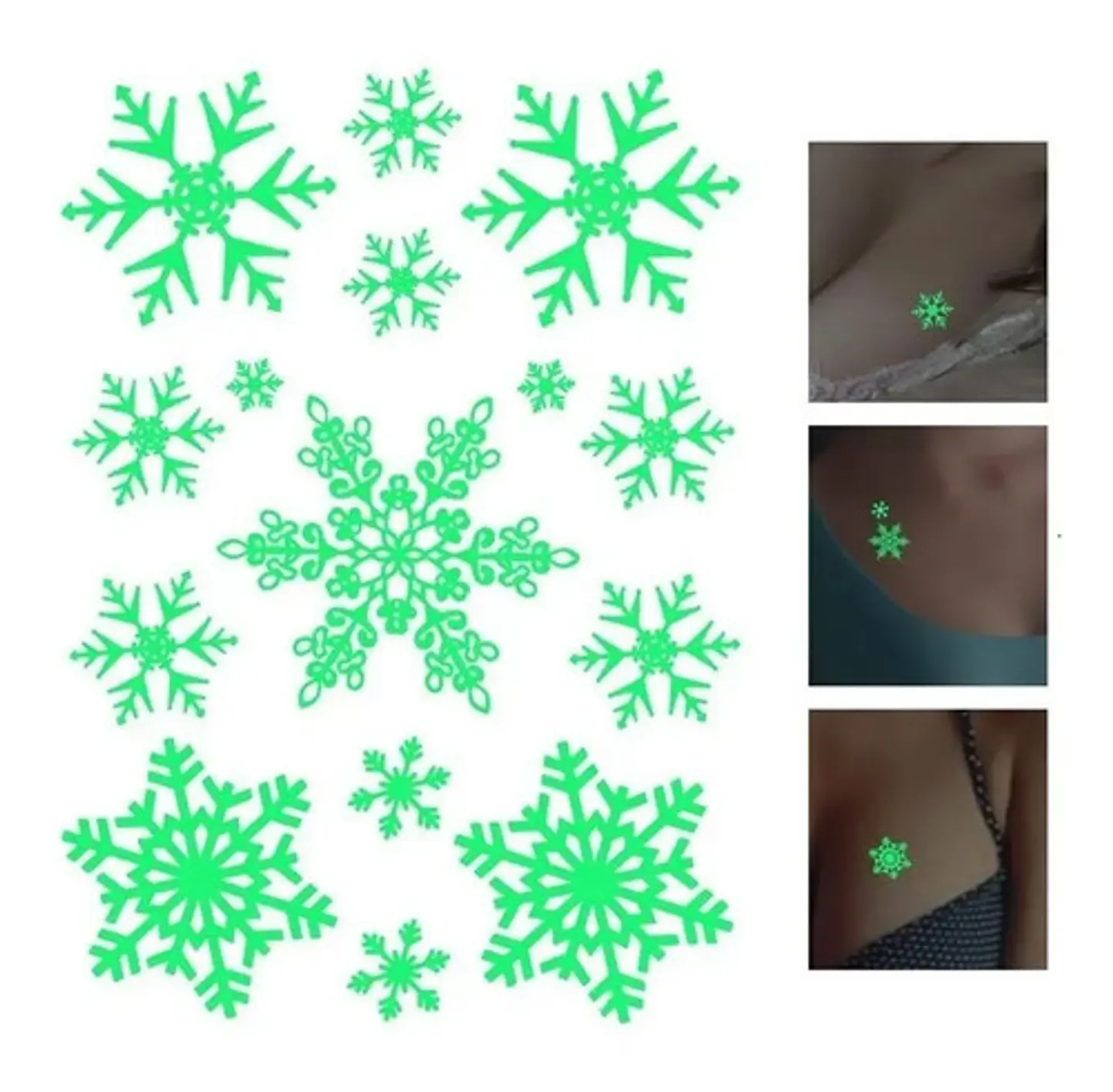 3 Cartones De Calcomanía Etiquetas Tatuaje Luminoso Navidad 3