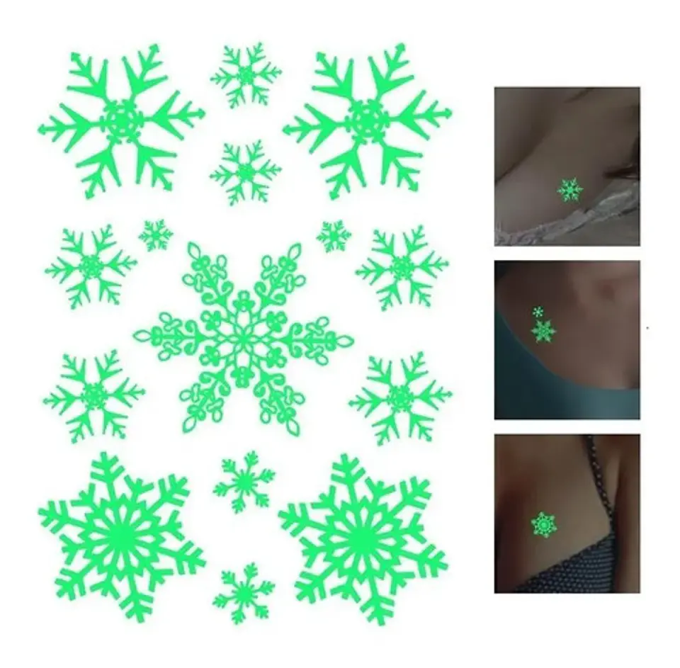 3 Cartones De Calcomanía Etiquetas Tatuaje Luminoso Navidad 3