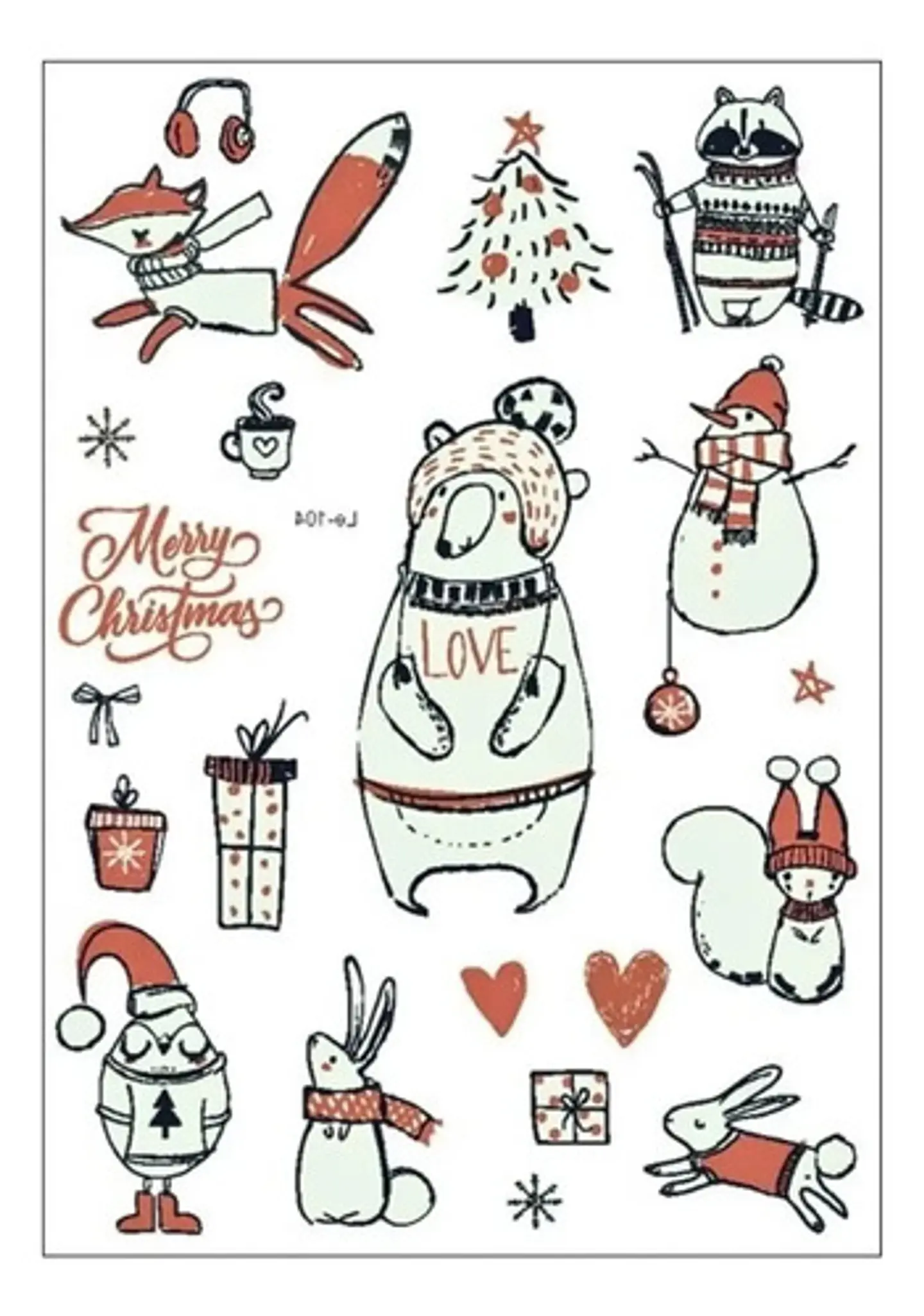3 Cartones De Calcomanía Etiquetas Tatuaje Luminoso Navidad 7