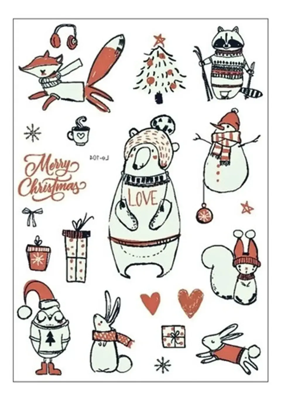 3 Cartones De Calcomanía Etiquetas Tatuaje Luminoso Navidad 7