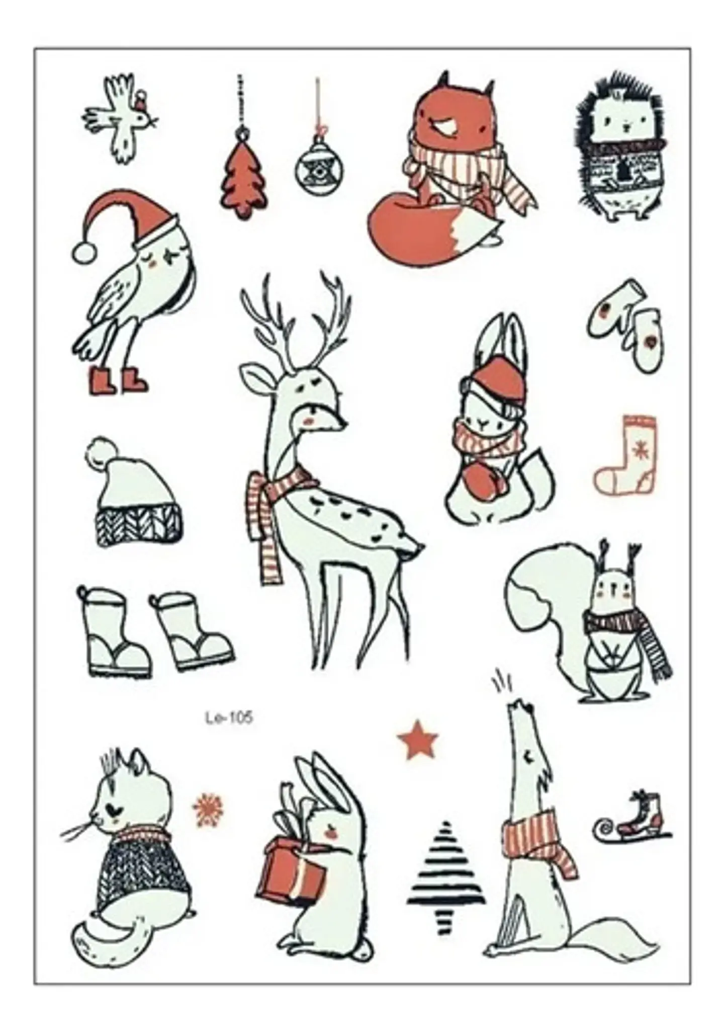 3 Cartones De Calcomanía Etiquetas Tatuaje Luminoso Navidad 13