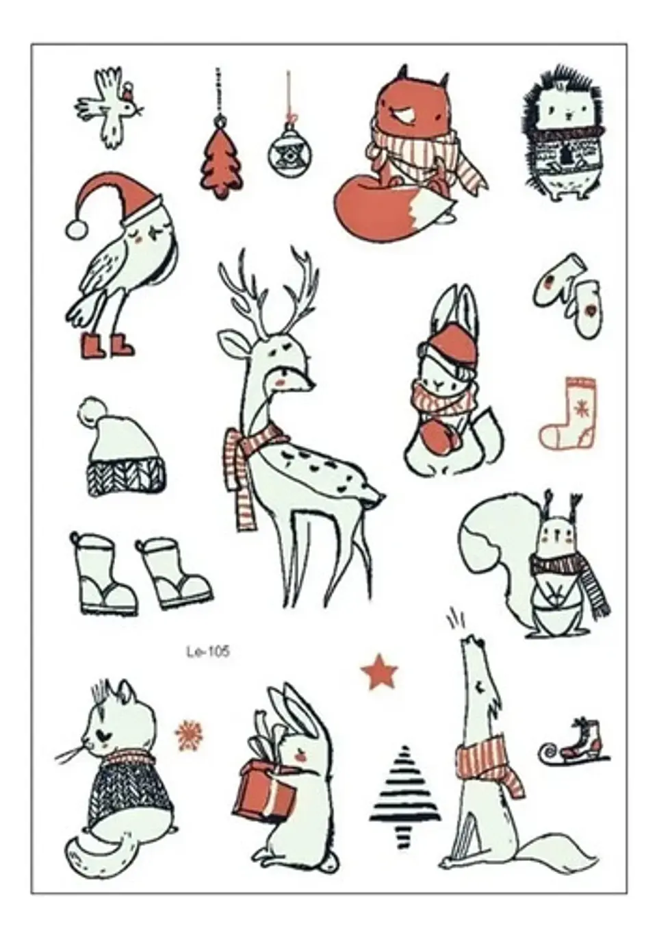 3 Cartones De Calcomanía Etiquetas Tatuaje Luminoso Navidad 13
