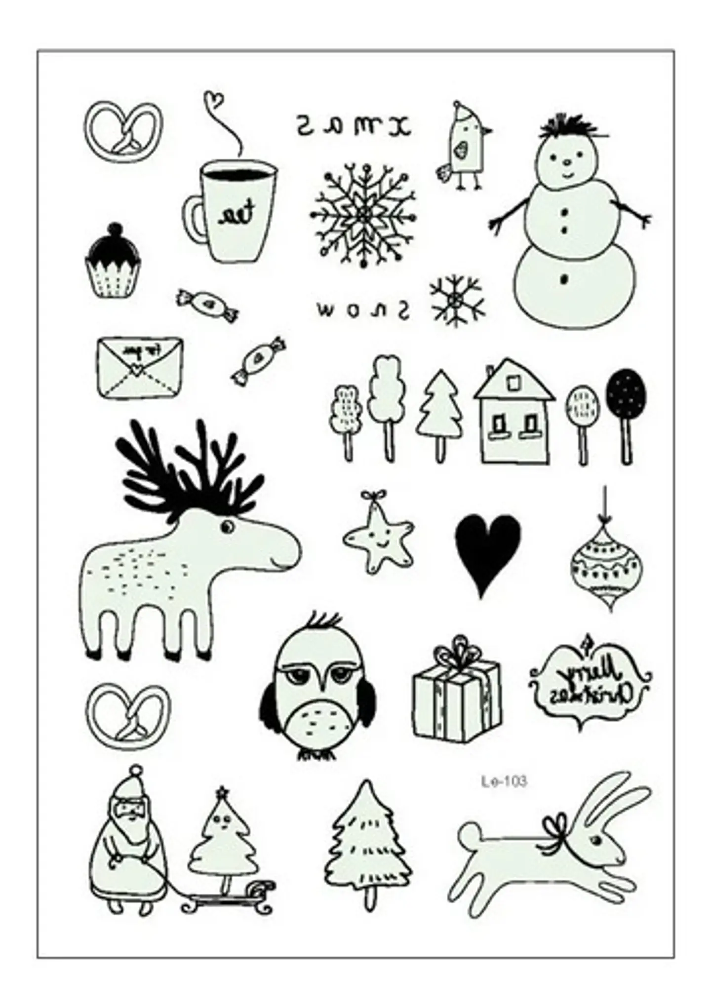 3 Cartones De Calcomanía Etiquetas Tatuaje Luminoso Navidad 17