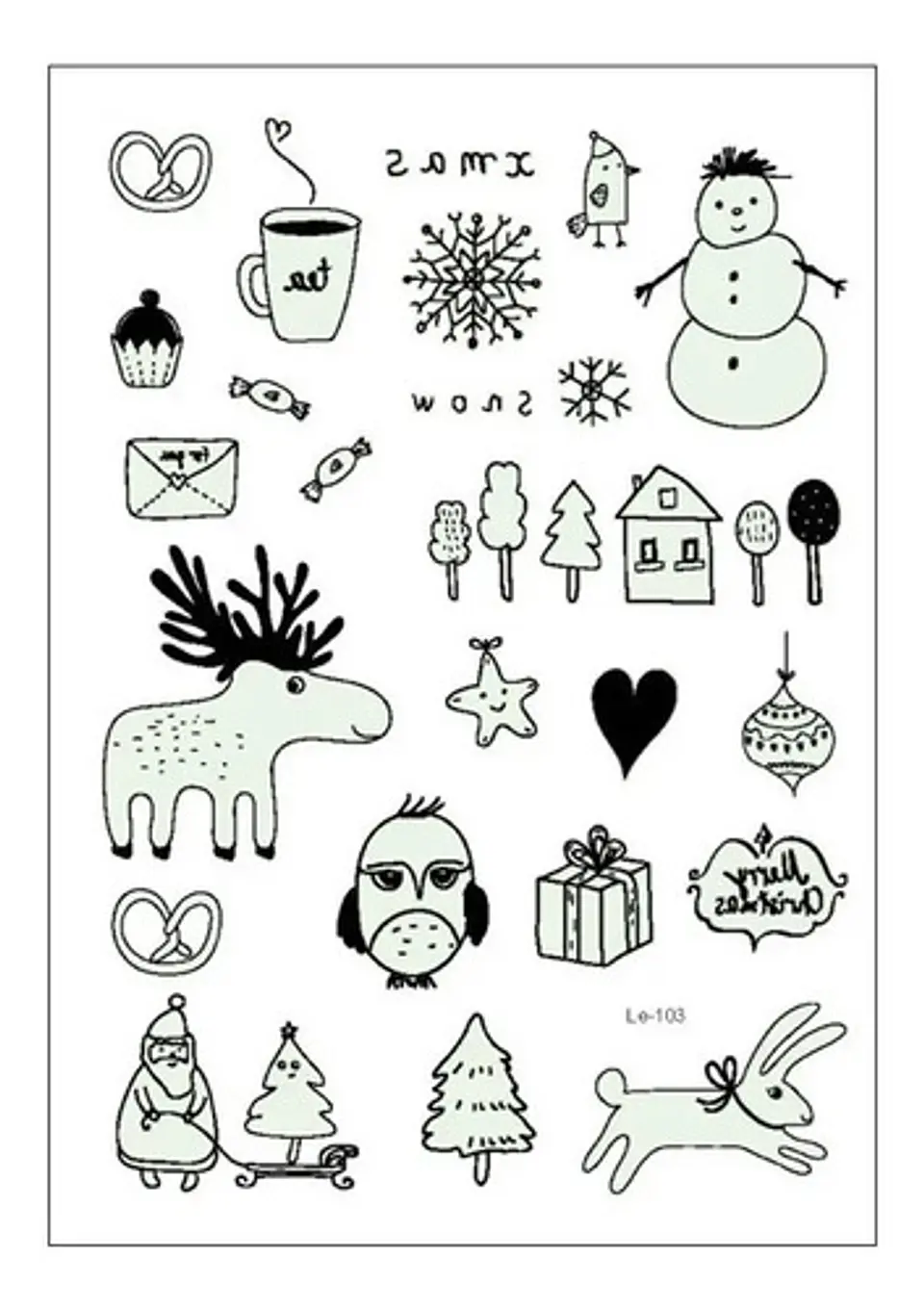 3 Cartones De Calcomanía Etiquetas Tatuaje Luminoso Navidad 17