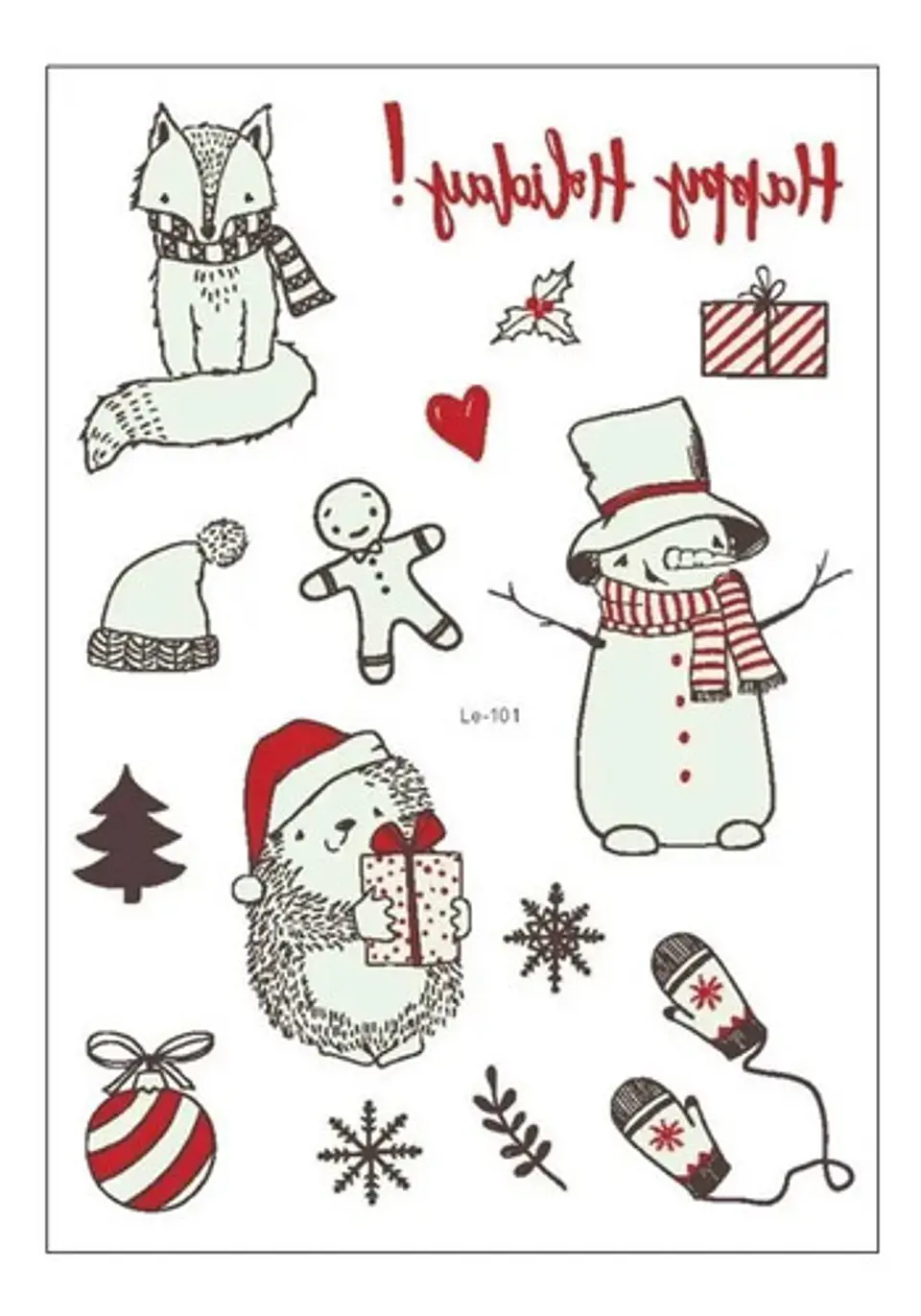3 Cartones De Calcomanía Etiquetas Tatuaje Luminoso Navidad 19