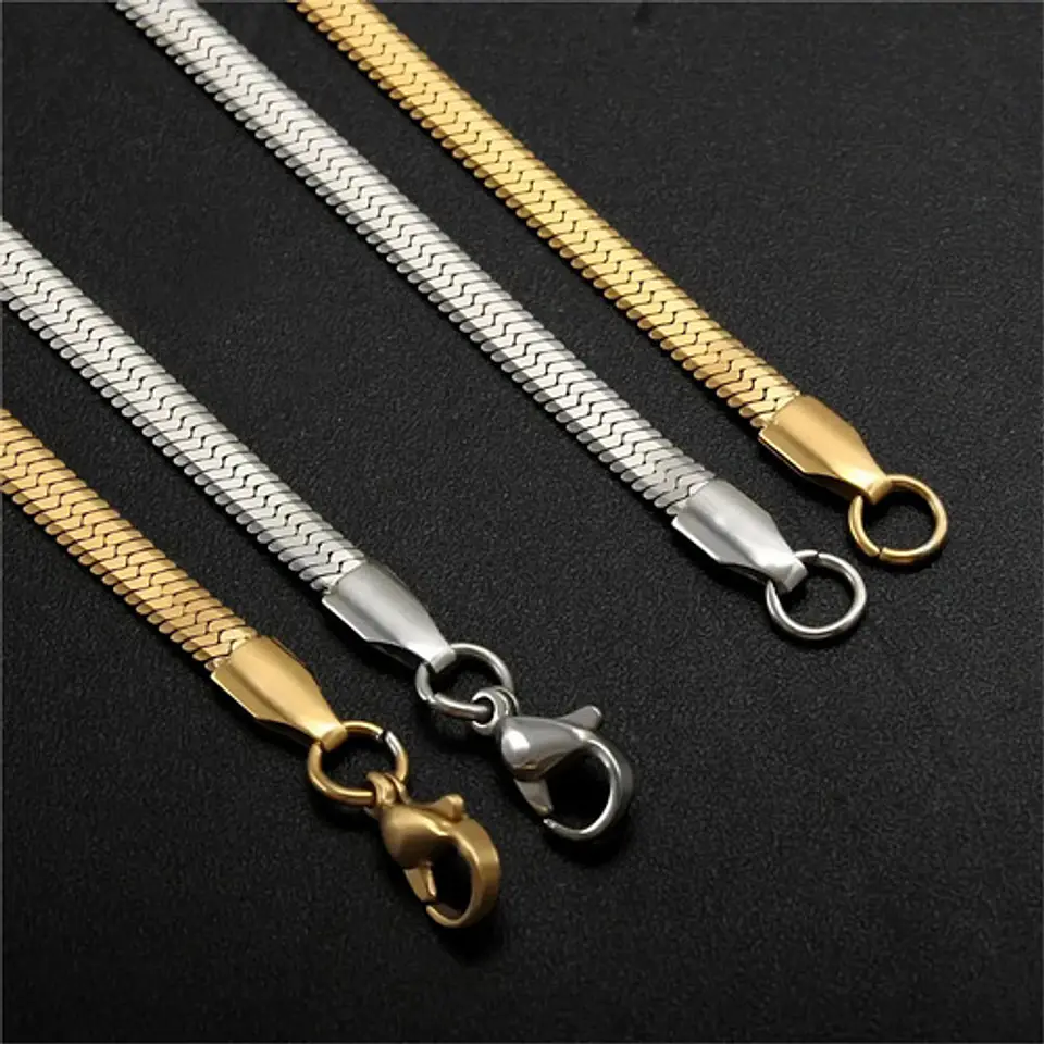 Cadena 40cm Acero Inoxidable Color Oro Serpiente 30 Mm Mujer 5
