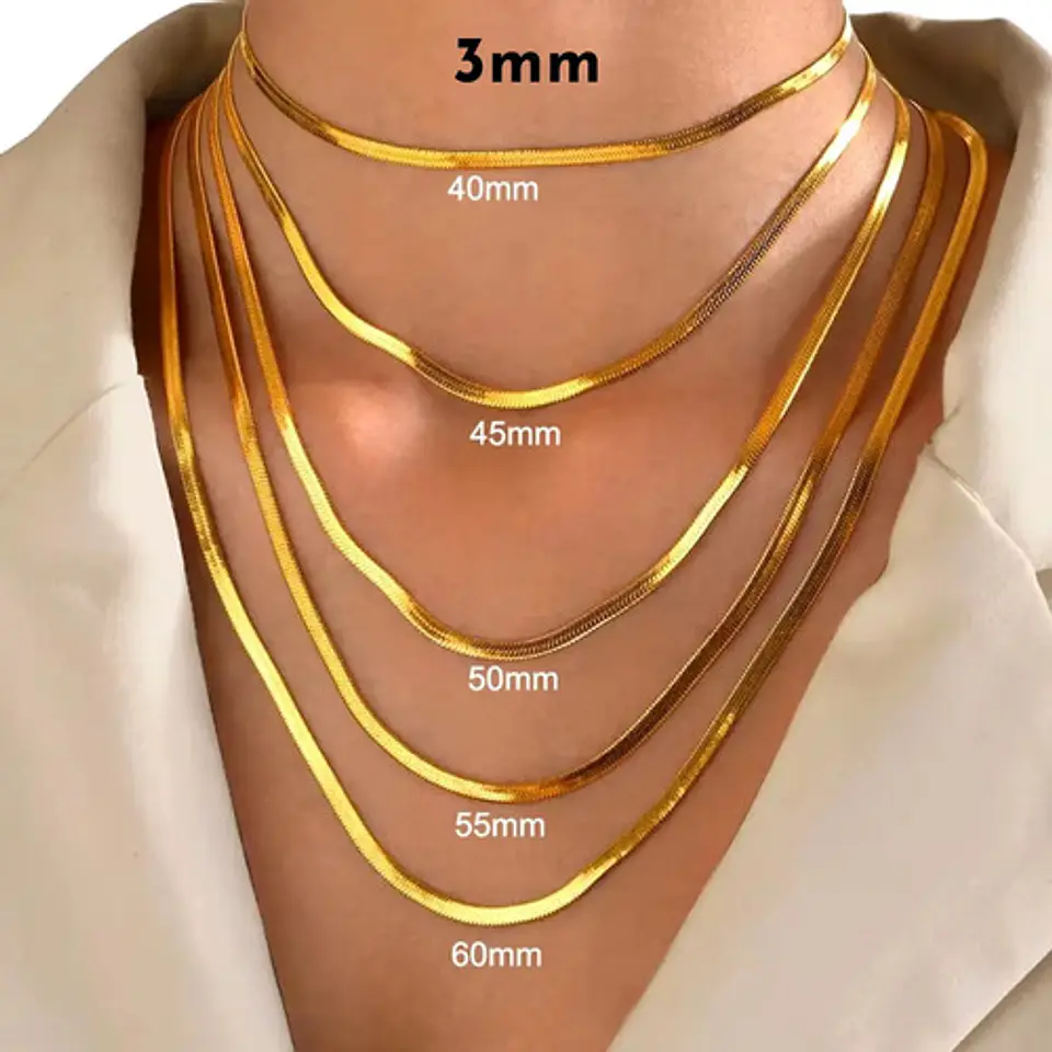 Cadena 40cm Acero Inoxidable Color Oro Serpiente 30 Mm Mujer 10