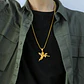 Collar Ángel Guerrero Acero Inoxidable Color Oro Para Hombre - Miniatura 2
