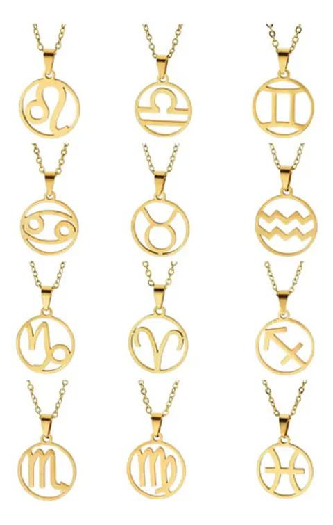 Collar Dije Color Oro Constelaciones De Zodiaco Mujer Hombre