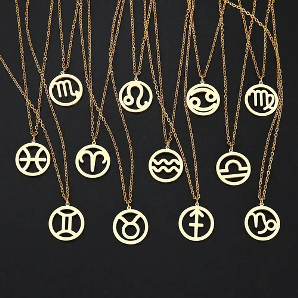 Collar Dije Color Oro Constelaciones De Zodiaco Mujer Hombre 4